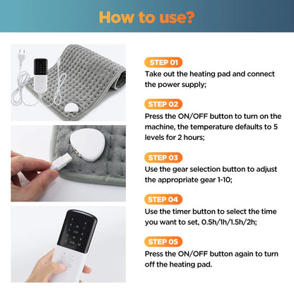 Manta eléctrica con termostato 58×29 cm – Alivio lumbar y cervical