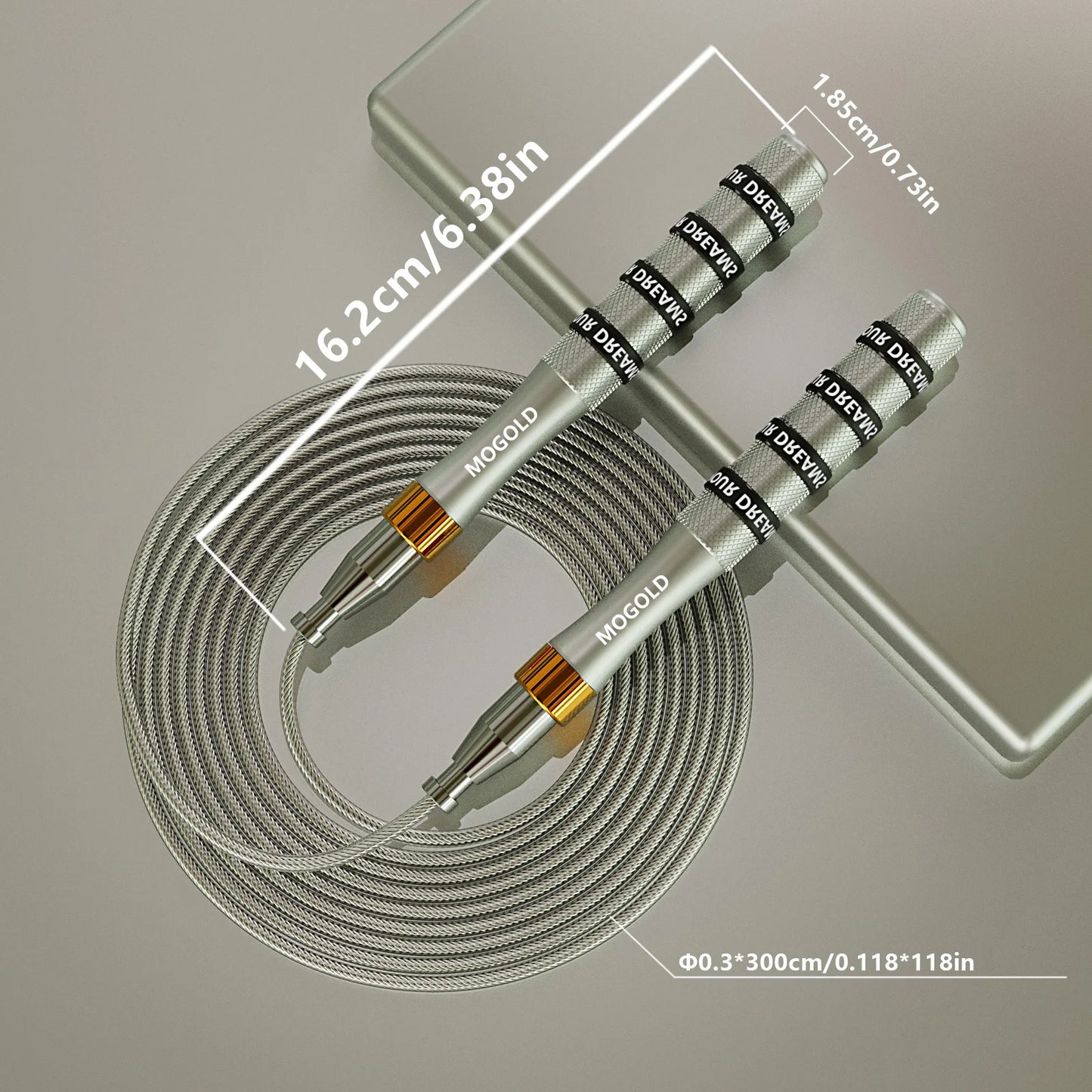 Comba de velocidad profesional con cable metálico ajustable