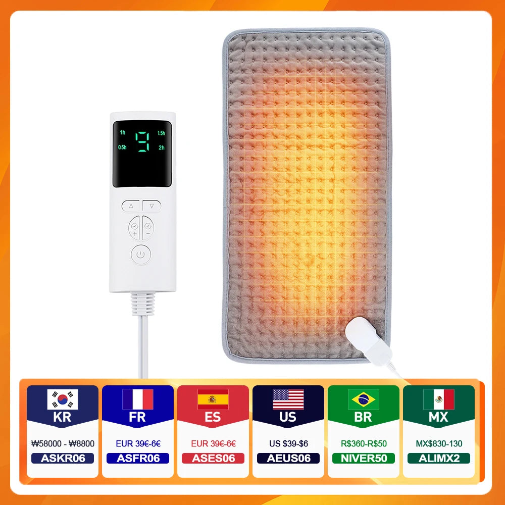 Manta eléctrica con termostato 58×29 cm – Alivio lumbar y cervical