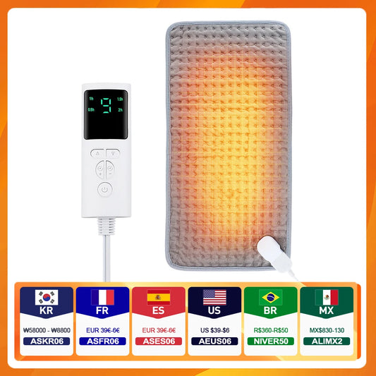 Manta eléctrica con termostato 58×29 cm – Alivio lumbar y cervical