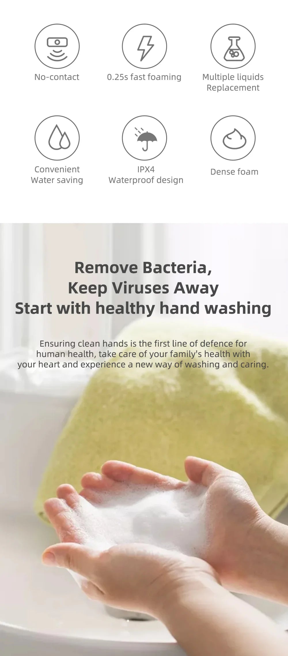 Dispensador automático de jabón en espuma – sensor